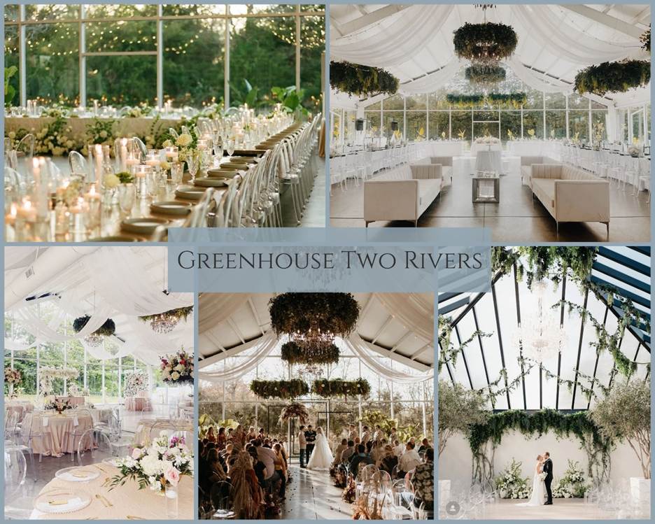 Greenhouse wedding venue reception and ceremony areas at Greenhouse Two Rivers, Springfield MO