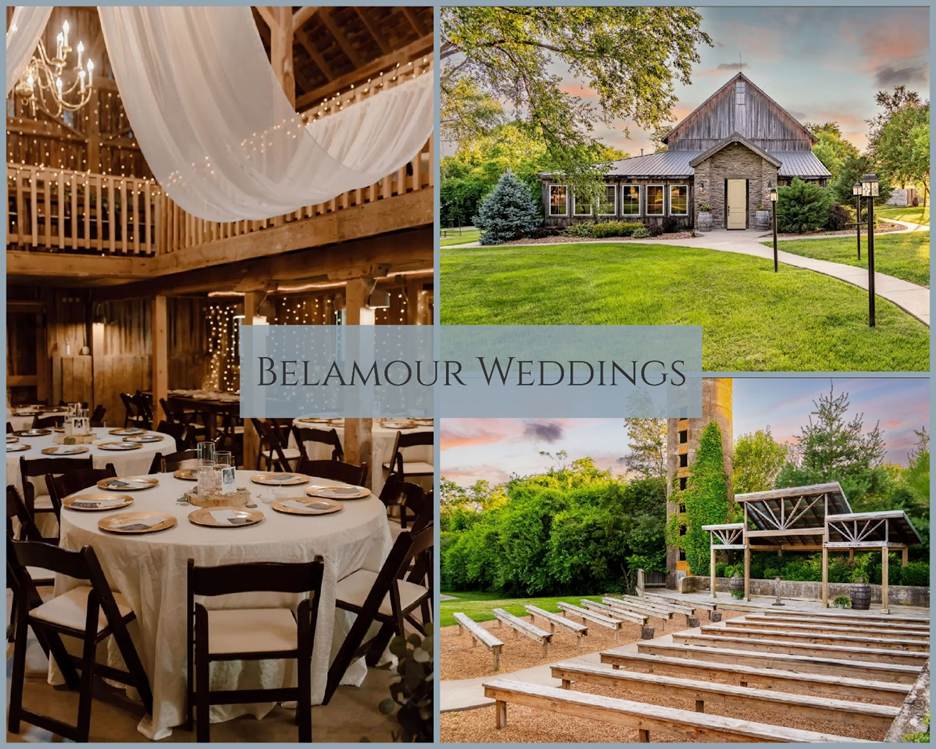 Rustic outdoor farm wedding venue at Belamour Weddings. Springfield Missouri