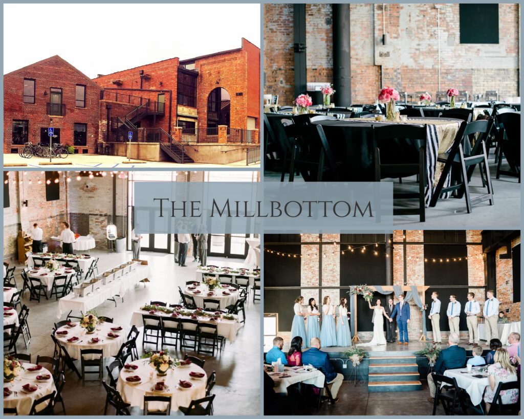 The Millbottom: historic industrial wedding venue with brick power plant building and industrial style interior.