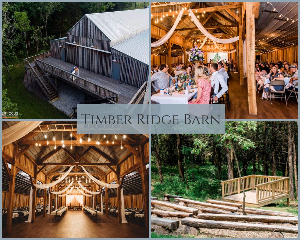 Timber Ridge Barn: rustic barn wedding venue with timber walls and outdoor ceremony space available.