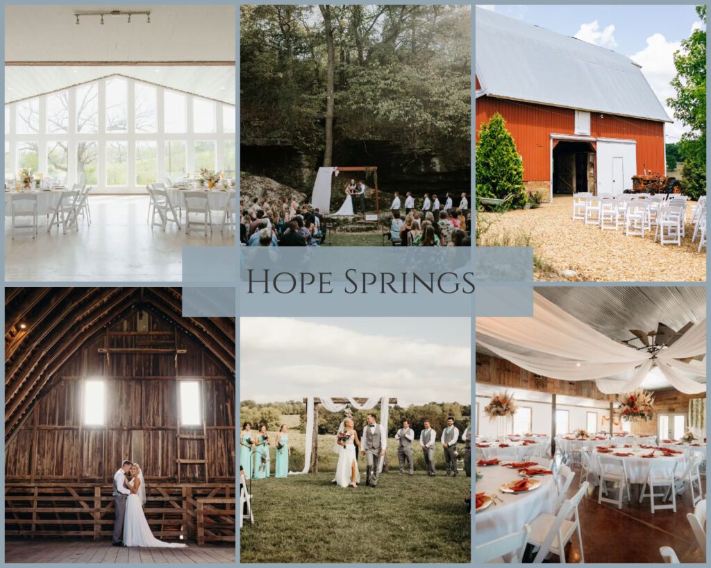 Hope Springs is a classy nature and farm venue with bright and airy reception space, historic barn venue, and scenic outdoor venue by the creek